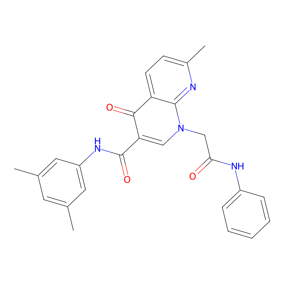 N-(3,5-dimethylphenyl)-7-methyl-4-oxo-1-[(phenylcarbamoyl)methyl]-1,4-dihydro-1,8-naphthyridine-3-carboxamide molecular structure, CAS 1251632-76-4