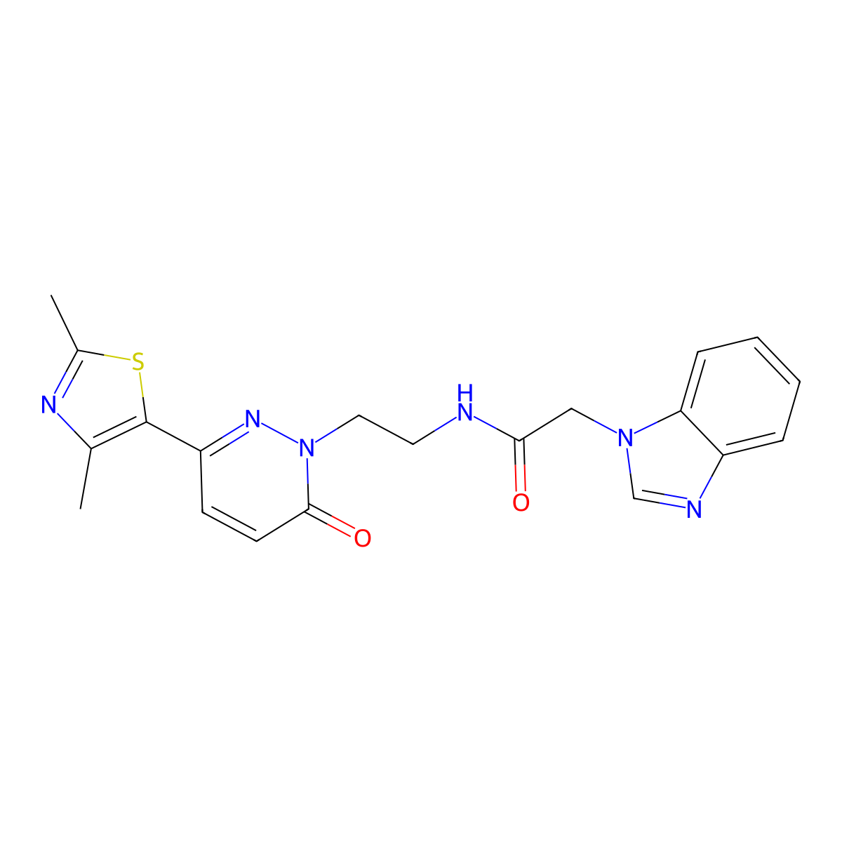 2-(1H-benzo[d]imidazol-1-yl)-N-(2-(3-(2,4-dimethylthiazol-5-yl)-6-oxopyridazin-1(6H)-yl)ethyl)acetamide molecular structure, CAS 1251632-77-5