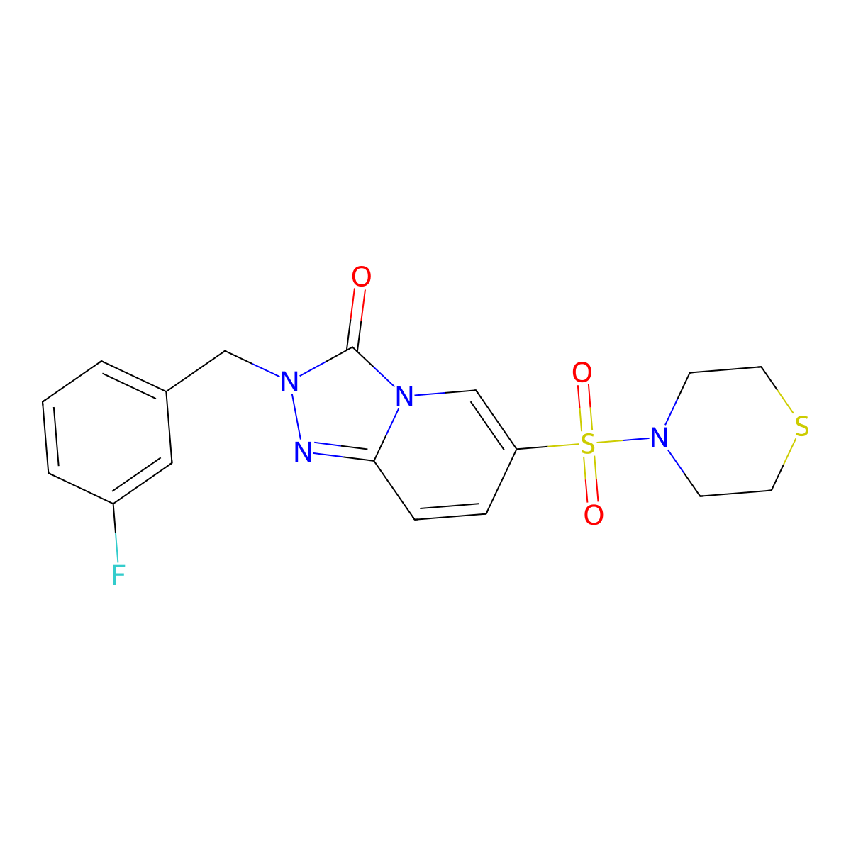 2-(3-fluorobenzyl)-6-(thiomorpholinosulfonyl)-[1,2,4]triazolo[4,3-a]pyridin-3(2H)-one molecular structure, CAS 1251632-81-1