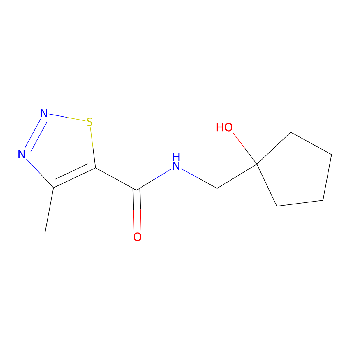 N-[(1-hydroxycyclopentyl)methyl]-4-methyl-1,2,3-thiadiazole-5-carboxamide molecular structure, CAS 1251632-83-3