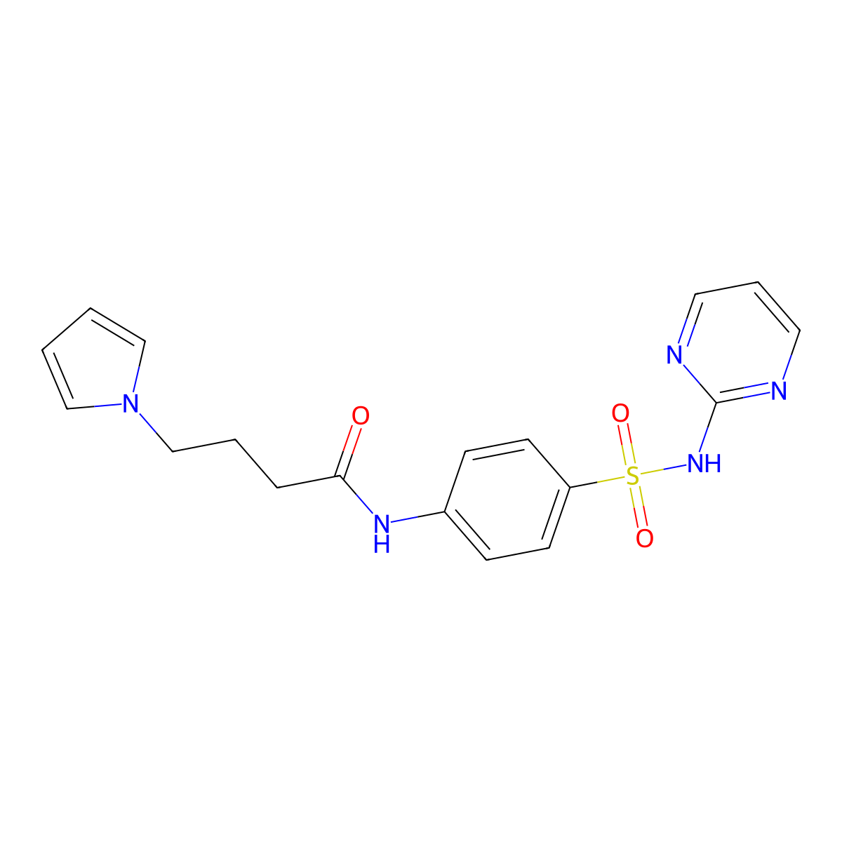 N-(4-(N-(pyrimidin-2-yl)sulfamoyl)phenyl)-4-(1H-pyrrol-1-yl)butanamide molecular structure, CAS 1251633-01-8