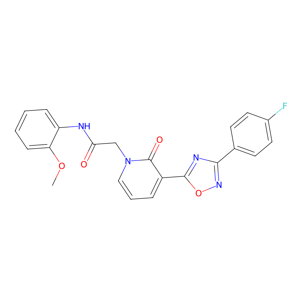 2-(3-(3-(4-fluorophenyl)-1,2,4-oxadiazol-5-yl)-2-oxopyridin-1(2H)-yl)-N-(2-methoxyphenyl)acetamide molecular structure, CAS 1251633-02-9