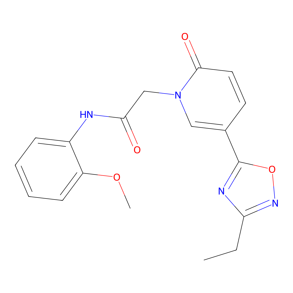 2-(5-(3-ethyl-1,2,4-oxadiazol-5-yl)-2-oxopyridin-1(2H)-yl)-N-(2-methoxyphenyl)acetamide molecular structure, CAS 1251633-19-8