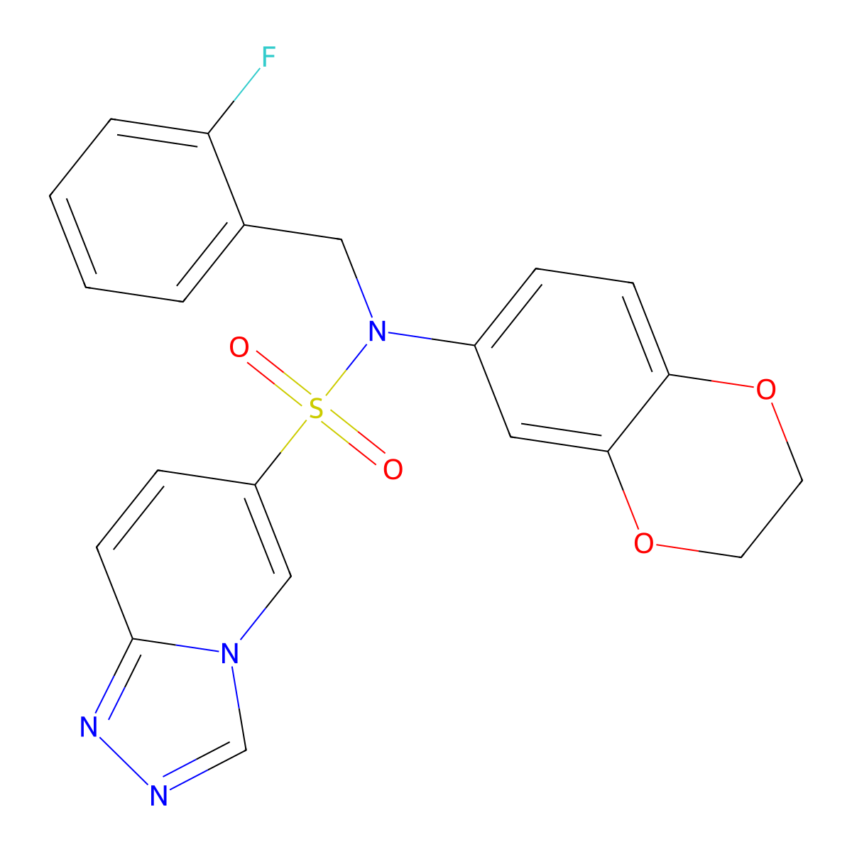 N-(2,3-dihydro-1,4-benzodioxin-6-yl)-N-[(2-fluorophenyl)methyl]-[1,2,4]triazolo[4,3-a]pyridine-6-sulfonamide molecular structure, CAS 1251633-21-2