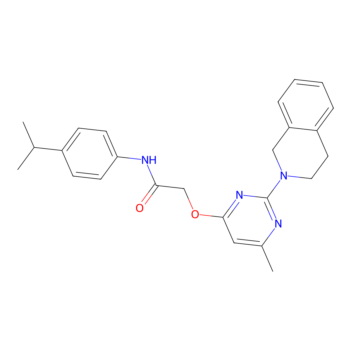 2-{[2-(3,4-dihydroisoquinolin-2(1H)-yl)-6-methylpyrimidin-4-yl]oxy}-N-(4-isopropylphenyl)acetamide molecular structure, CAS 1251633-24-5