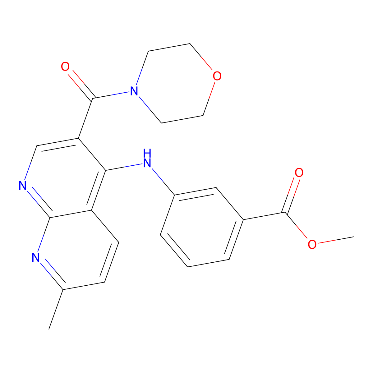 Methyl 3-{[7-methyl-3-(morpholine-4-carbonyl)-1,8-naphthyridin-4-yl]amino}benzoate molecular structure, CAS 1251633-29-0