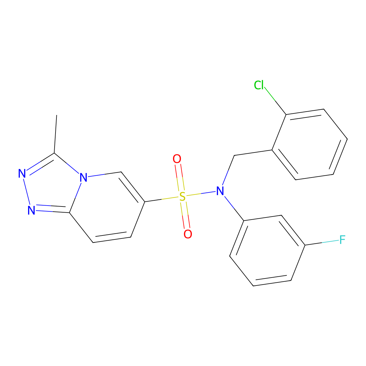 N-[(2-chlorophenyl)methyl]-N-(3-fluorophenyl)-3-methyl-[1,2,4]triazolo[4,3-a]pyridine-6-sulfonamide molecular structure, CAS 1251633-32-5