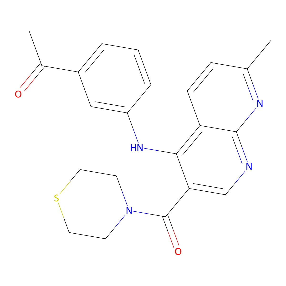 1-(3-((7-Methyl-3-(thiomorpholine-4-carbonyl)-1,8-naphthyridin-4-yl)amino)phenyl)ethanone molecular structure, CAS 1251633-34-7
