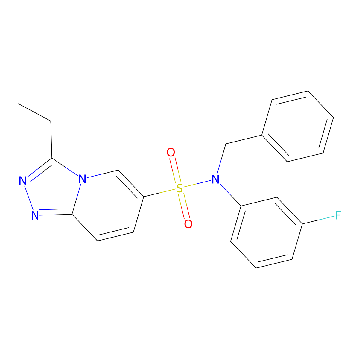 N-benzyl-3-ethyl-N-(3-fluorophenyl)-[1,2,4]triazolo[4,3-a]pyridine-6-sulfonamide molecular structure, CAS 1251633-35-8