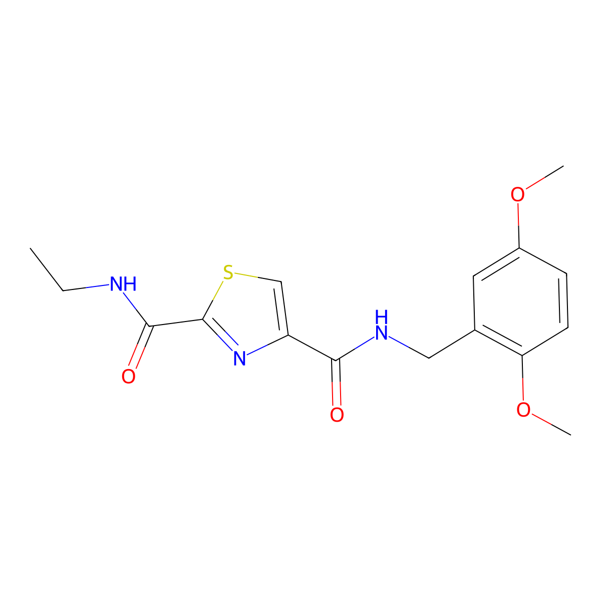 N4-[(2,5-dimethoxyphenyl)methyl]-N2-ethyl-1,3-thiazole-2,4-dicarboxamide molecular structure, CAS 1251633-49-4