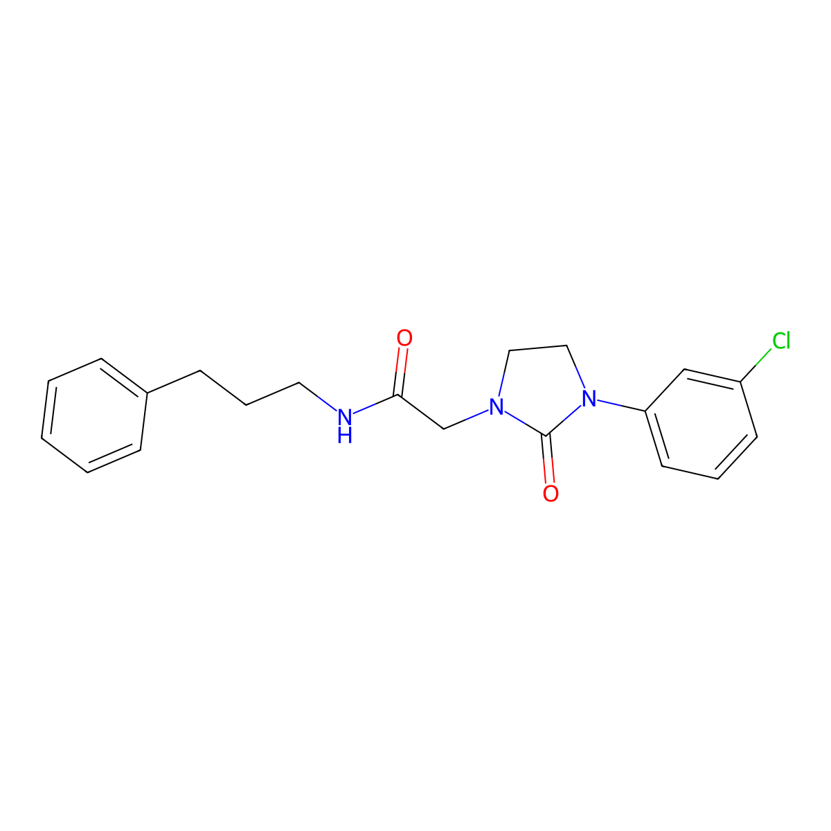 2-[3-(3-chlorophenyl)-2-oxoimidazolidin-1-yl]-N-(3-phenylpropyl)acetamide molecular structure, CAS 1251633-51-8