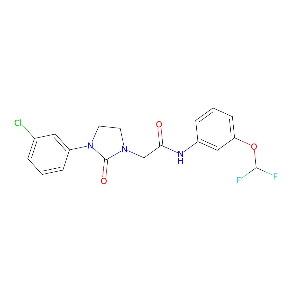 2-[3-(3-chlorophenyl)-2-oxoimidazolidin-1-yl]-N-[3-(difluoromethoxy)phenyl]acetamide molecular structure, CAS 1251633-59-6