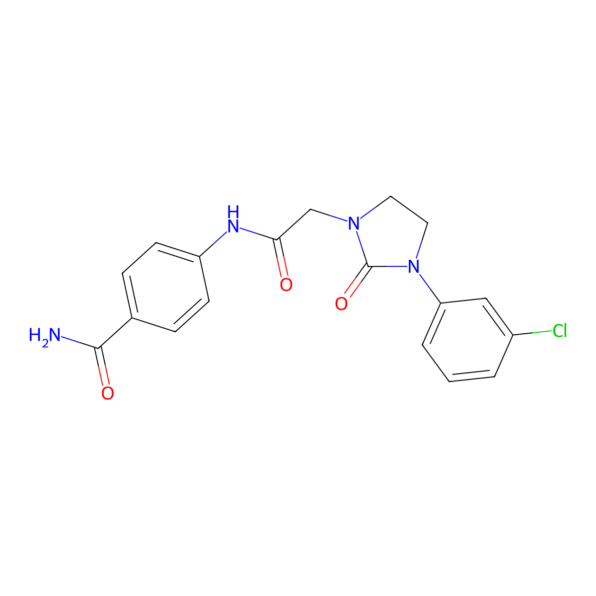 4-(2-(3-(3-Chlorophenyl)-2-oxoimidazolidin-1-yl)acetamido)benzamide molecular structure, CAS 1251633-62-1