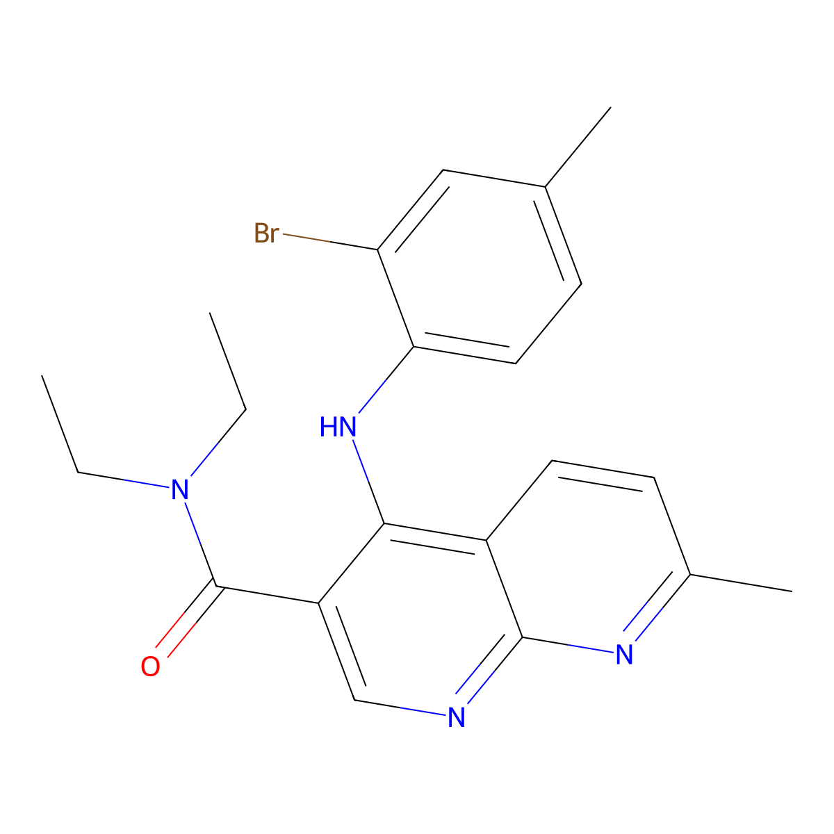 4-[(2-bromo-4-methylphenyl)amino]-N,N-diethyl-7-methyl-1,8-naphthyridine-3-carboxamide molecular structure, CAS 1251633-70-1