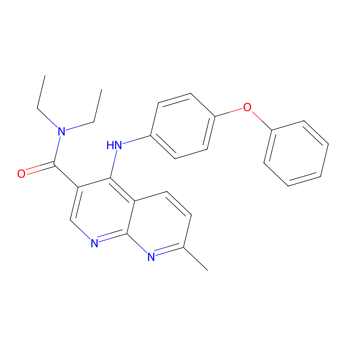 N,N-diethyl-7-methyl-4-[(4-phenoxyphenyl)amino]-1,8-naphthyridine-3-carboxamide molecular structure, CAS 1251633-73-4