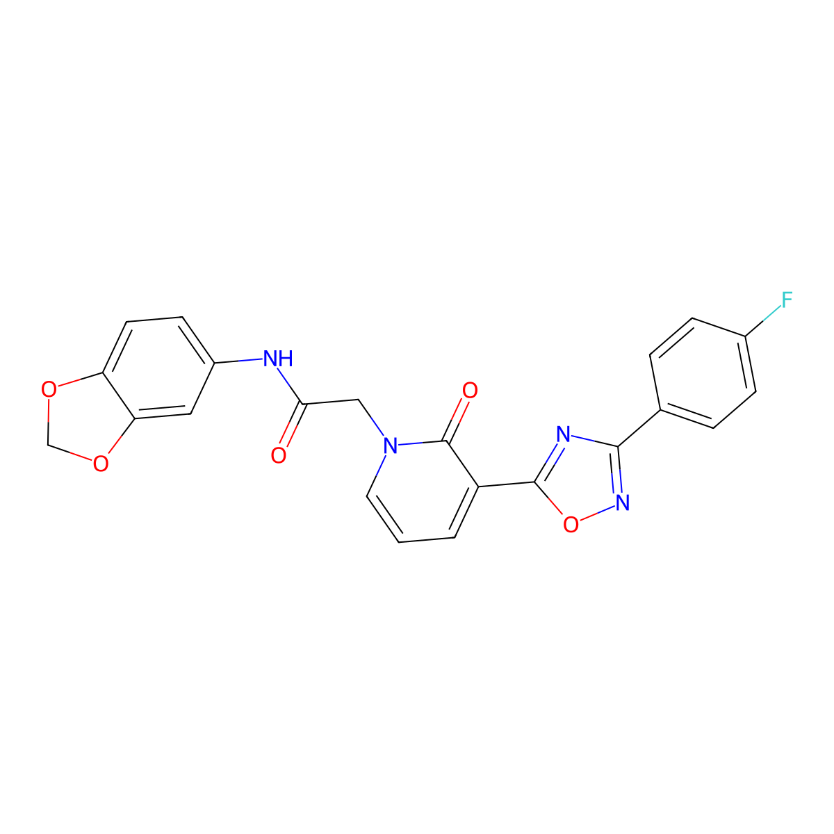 N-1,3-benzodioxol-5-yl-2-[3-[3-(4-fluorophenyl)-1,2,4-oxadiazol-5-yl]-2-oxopyridin-1(2H)-yl]acetamide molecular structure, CAS 1251633-74-5
