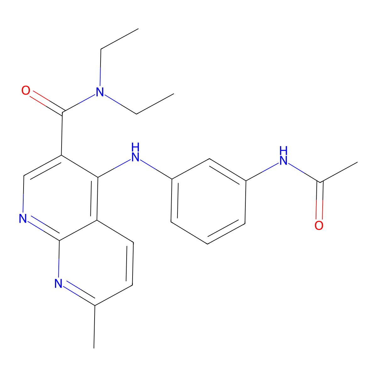 4-((3-acetamidophenyl)amino)-N,N-diethyl-7-methyl-1,8-naphthyridine-3-carboxamide molecular structure, CAS 1251633-79-0