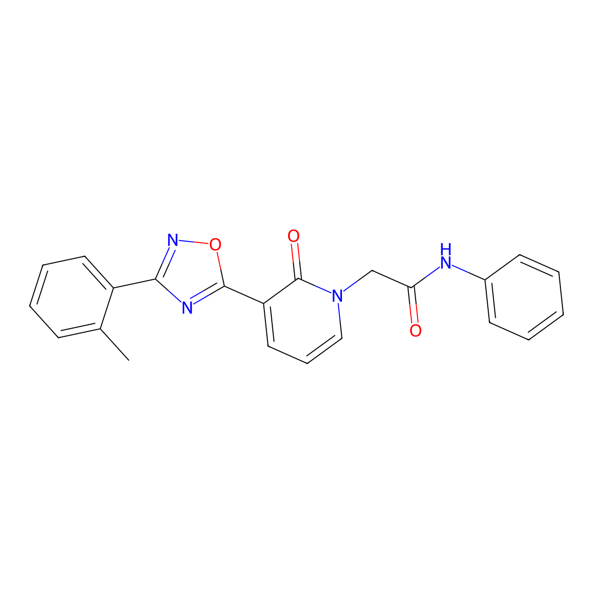2-[3-[3-(2-methylphenyl)-1,2,4-oxadiazol-5-yl]-2-oxopyridin-1(2H)-yl]-N-phenylacetamide molecular structure, CAS 1251633-82-5