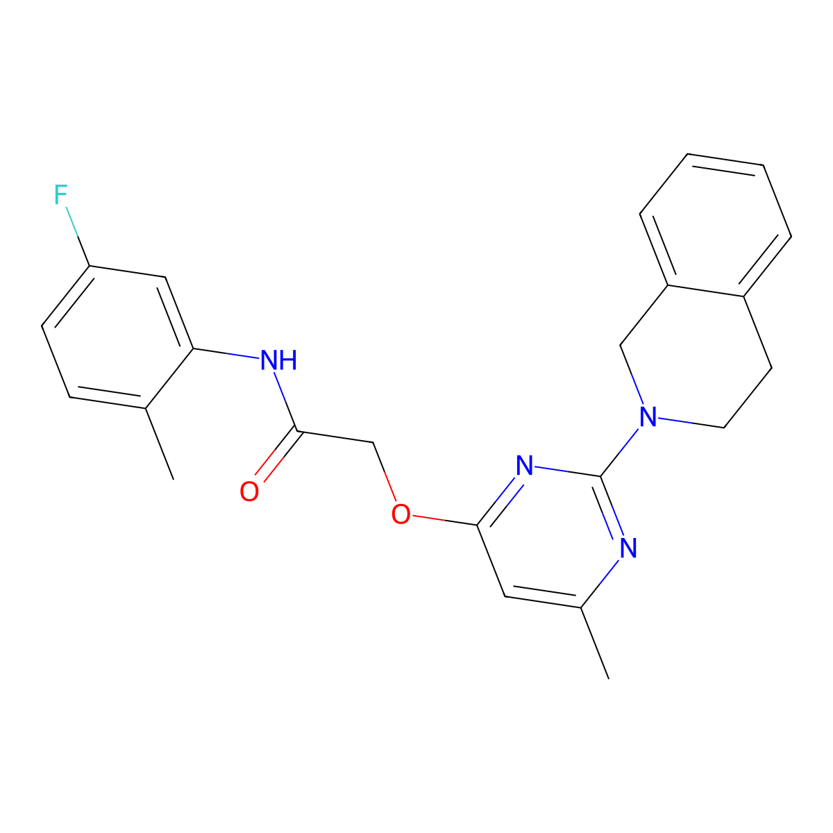 2-{[2-(3,4-dihydroisoquinolin-2(1H)-yl)-6-methylpyrimidin-4-yl]oxy}-N-(5-fluoro-2-methylphenyl)acetamide molecular structure, CAS 1251633-85-8