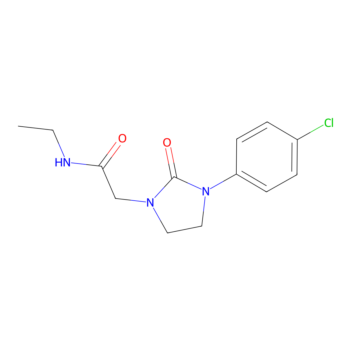 2-[3-(4-chlorophenyl)-2-oxoimidazolidin-1-yl]-N-ethylacetamide molecular structure, CAS 1251633-86-9