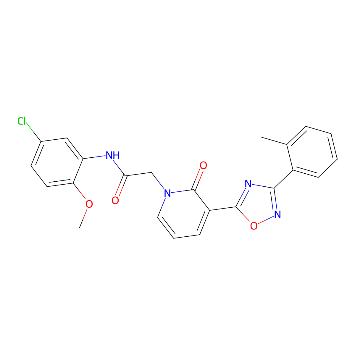 N-(5-chloro-2-methoxyphenyl)-2-(2-oxo-3-(3-(o-tolyl)-1,2,4-oxadiazol-5-yl)pyridin-1(2H)-yl)acetamide molecular structure, CAS 1251633-90-5