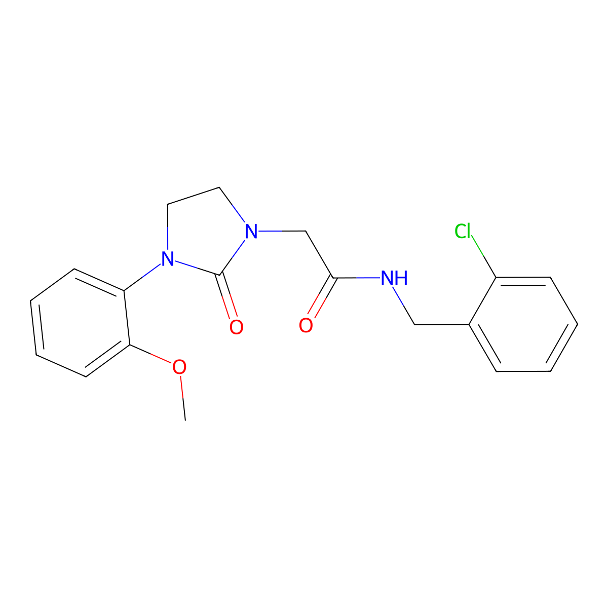 N-(2-chlorobenzyl)-2-(3-(2-methoxyphenyl)-2-oxoimidazolidin-1-yl)acetamide molecular structure, CAS 1251633-92-7