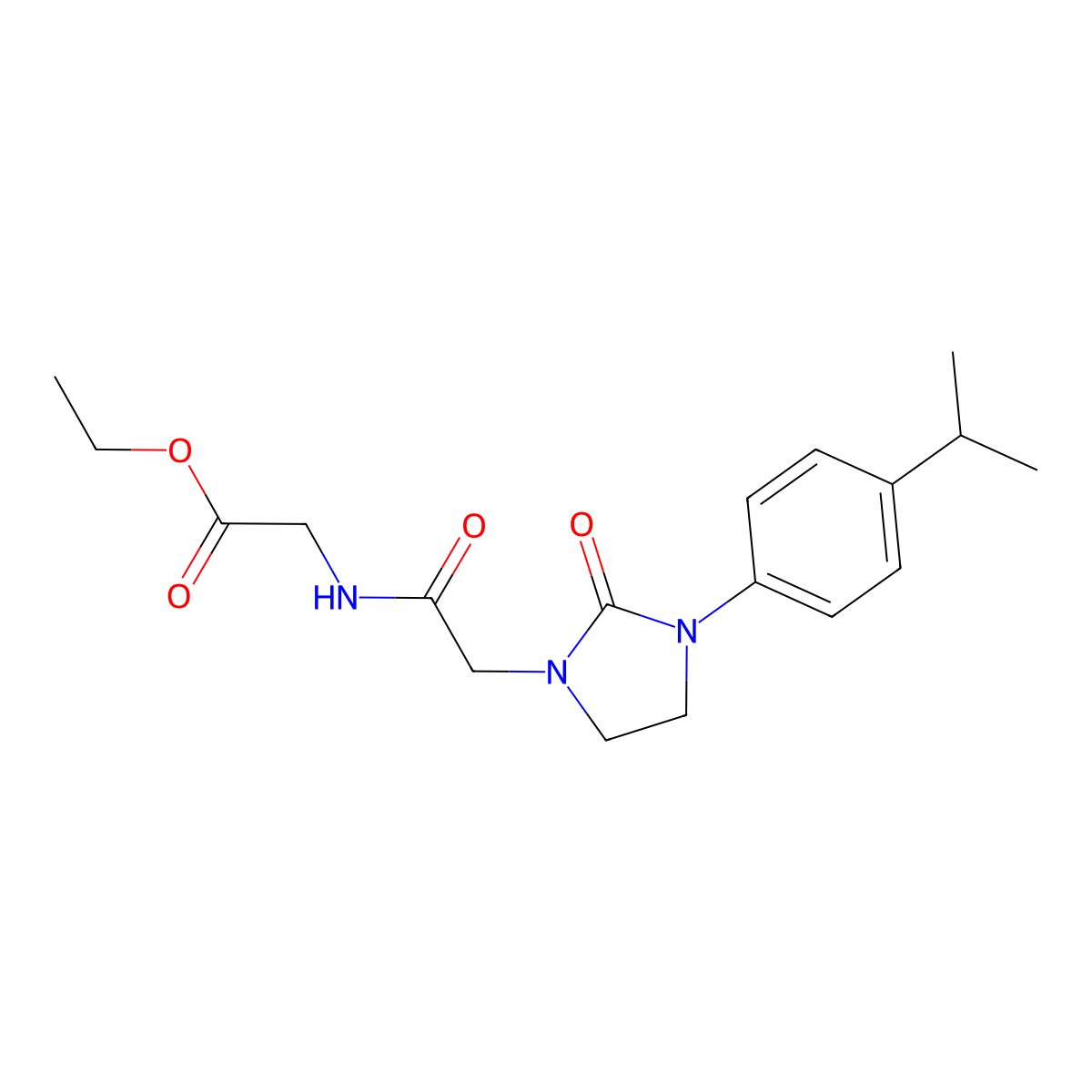Ethyl 2-(2-(3-(4-isopropylphenyl)-2-oxoimidazolidin-1-yl)acetamido)acetate molecular structure, CAS 1251633-94-9