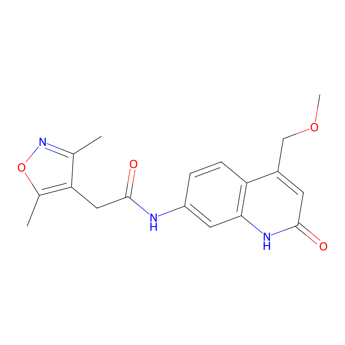 2-(3,5-dimethylisoxazol-4-yl)-N-(4-(methoxymethyl)-2-oxo-1,2-dihydroquinolin-7-yl)acetamide molecular structure, CAS 1251633-99-4
