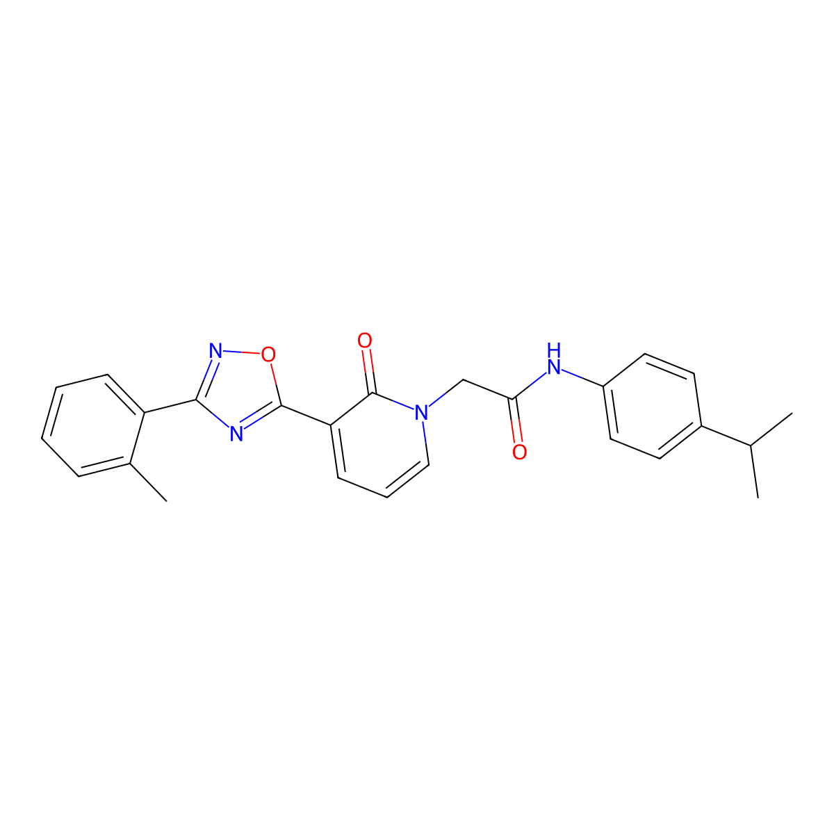 N-(4-isopropylphenyl)-2-(2-oxo-3-(3-(o-tolyl)-1,2,4-oxadiazol-5-yl)pyridin-1(2H)-yl)acetamide molecular structure, CAS 1251634-04-4