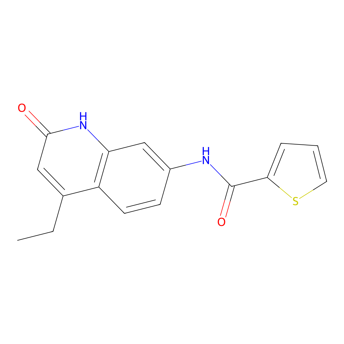 N-(4-ethyl-2-oxo-1,2-dihydroquinolin-7-yl)thiophene-2-carboxamide molecular structure, CAS 1251634-06-6