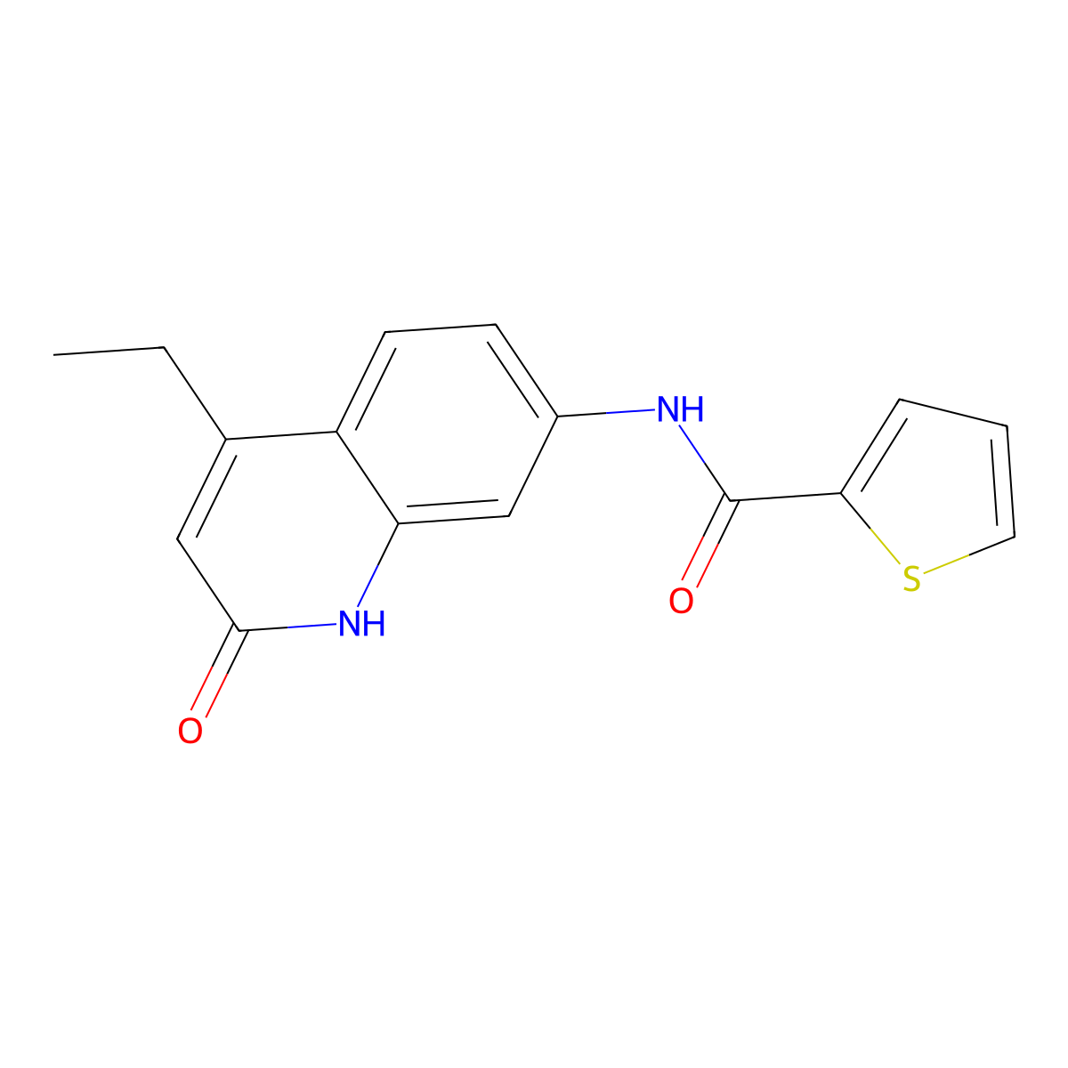 N-(4-ethyl-2-oxo-1,2-dihydroquinolin-7-yl)thiophene-2-carboxamide molecular structure, CAS 1251634-06-6