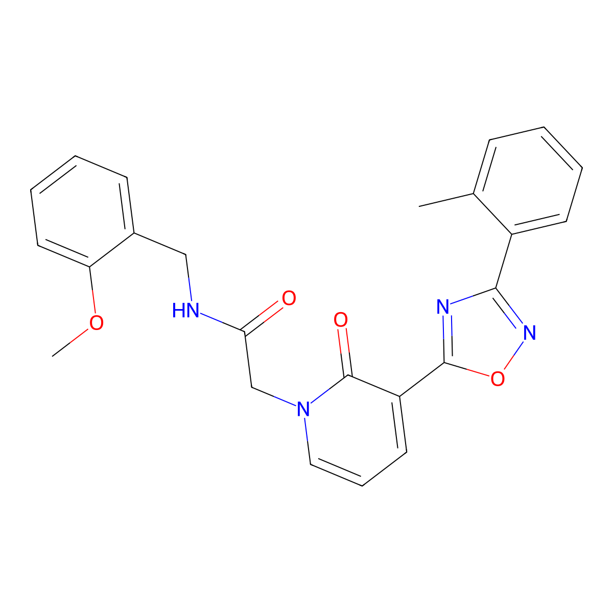N-(2-methoxybenzyl)-2-(2-oxo-3-(3-(o-tolyl)-1,2,4-oxadiazol-5-yl)pyridin-1(2H)-yl)acetamide molecular structure, CAS 1251634-07-7