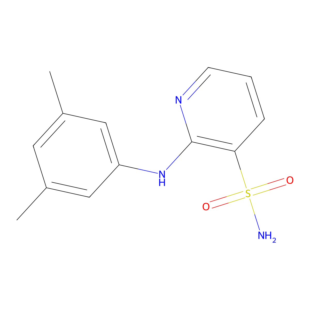 2-[(3,5-Dimethylphenyl)amino]pyridine-3-sulfonamide molecular structure, CAS 1251634-31-7