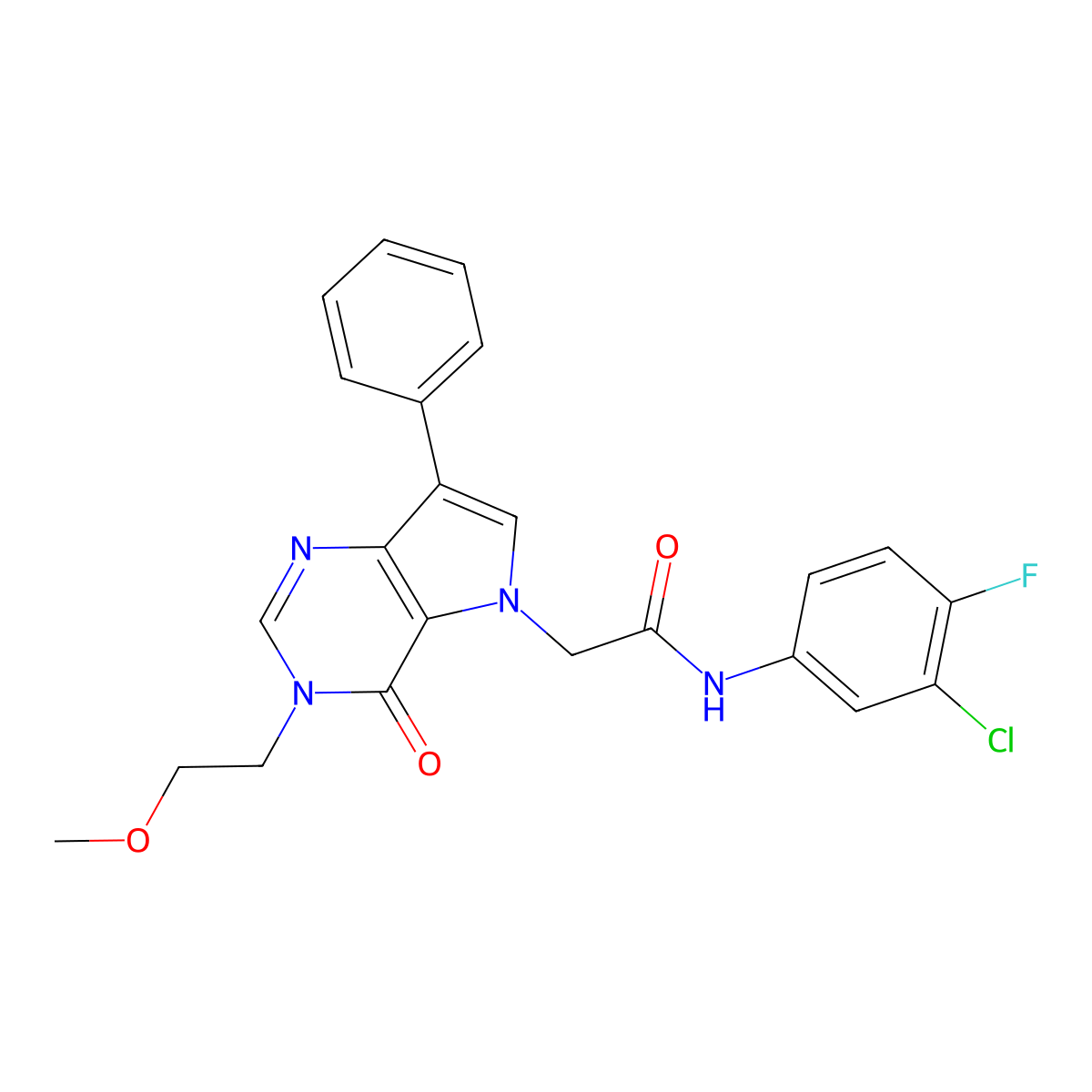N-(3-chloro-4-fluorophenyl)-2-[3-(2-methoxyethyl)-4-oxo-7-phenyl-3,4-dihydro-5H-pyrrolo[3,2-d]pyrimidin-5-yl]acetamide molecular structure, CAS 1251634-36-2
