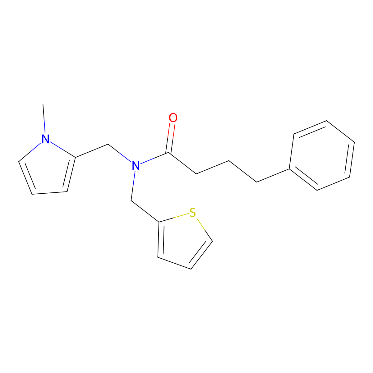 N-((1-methyl-1H-pyrrol-2-yl)methyl)-4-phenyl-N-(thiophen-2-ylmethyl)butanamide molecular structure, CAS 1251634-37-3