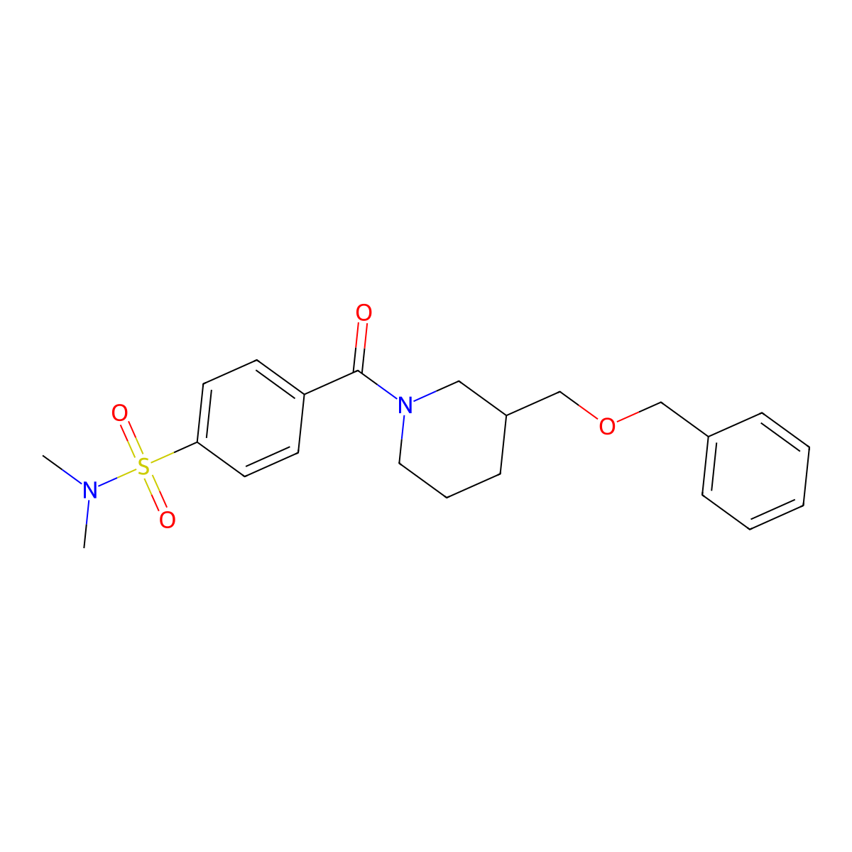 4-(3-((benzyloxy)methyl)piperidine-1-carbonyl)-N,N-dimethylbenzenesulfonamide molecular structure, CAS 1251634-39-5