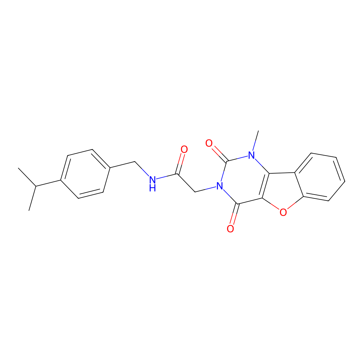 N-(4-isopropylbenzyl)-2-(1-methyl-2,4-dioxo-1,2-dihydrobenzofuro[3,2-d]pyrimidin-3(4H)-yl)acetamide molecular structure, CAS 1251634-40-8