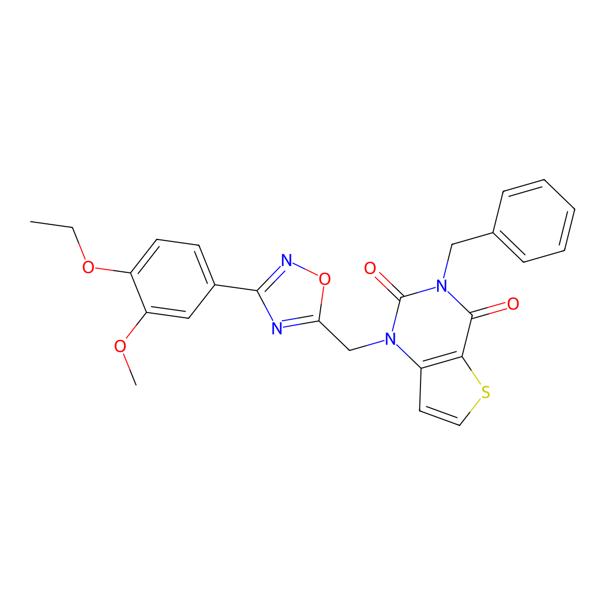 3-benzyl-1-{[3-(4-ethoxy-3-methoxyphenyl)-1,2,4-oxadiazol-5-yl]methyl}-1H,2H,3H,4H-thieno[3,2-d]pyrimidine-2,4-dione molecular structure, CAS 1251634-42-0