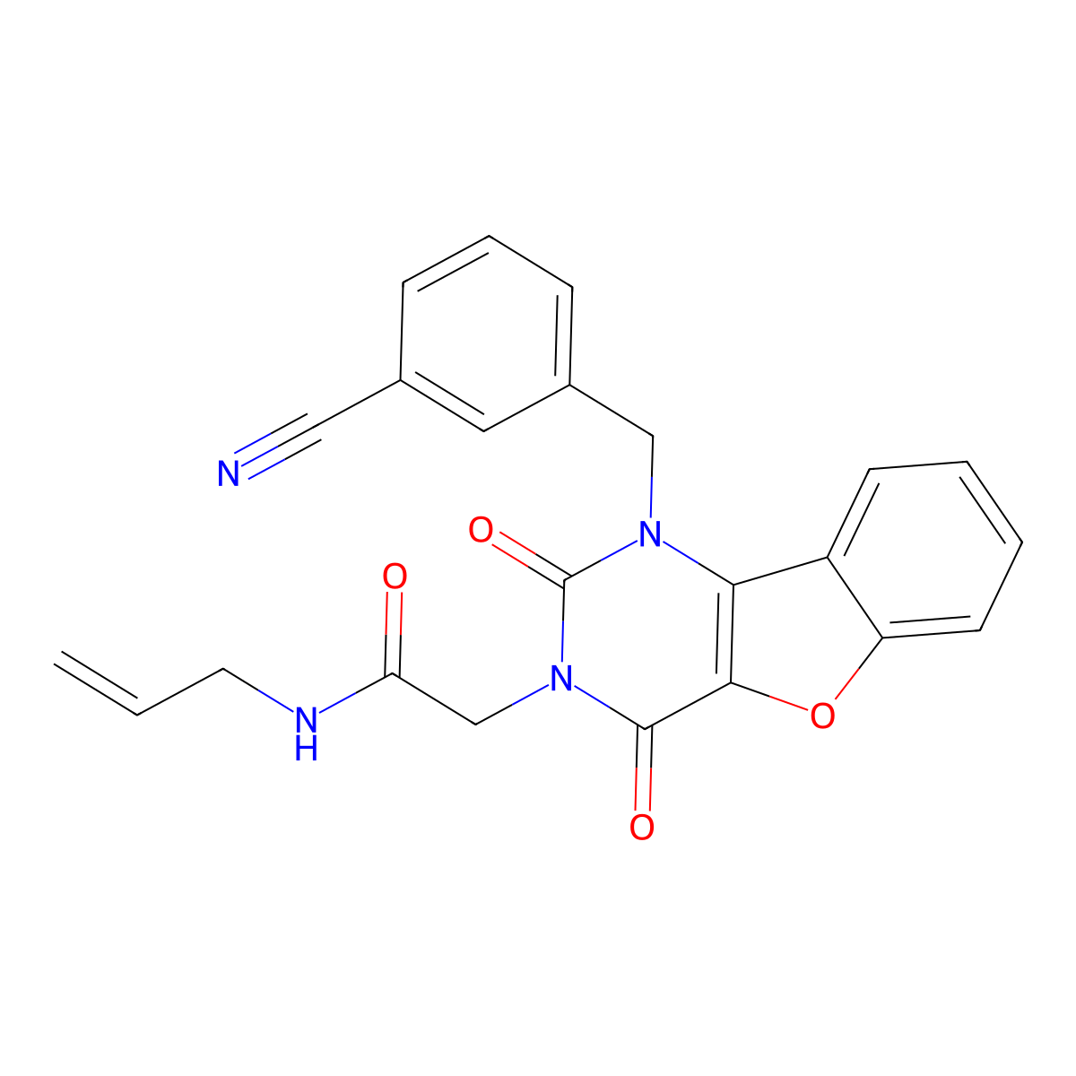 N-allyl-2-(1-(3-cyanobenzyl)-2,4-dioxo-1,2-dihydrobenzofuro[3,2-d]pyrimidin-3(4H)-yl)acetamide molecular structure, CAS 1251634-48-6