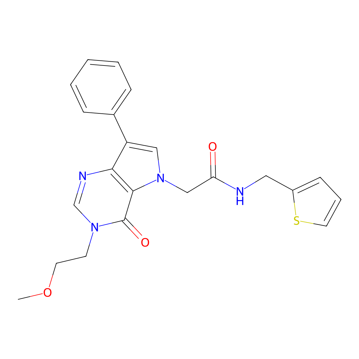 2-[3-(2-methoxyethyl)-4-oxo-7-phenyl-3H,4H,5H-pyrrolo[3,2-d]pyrimidin-5-yl]-N-[(thiophen-2-yl)methyl]acetamide molecular structure, CAS 1251634-52-2