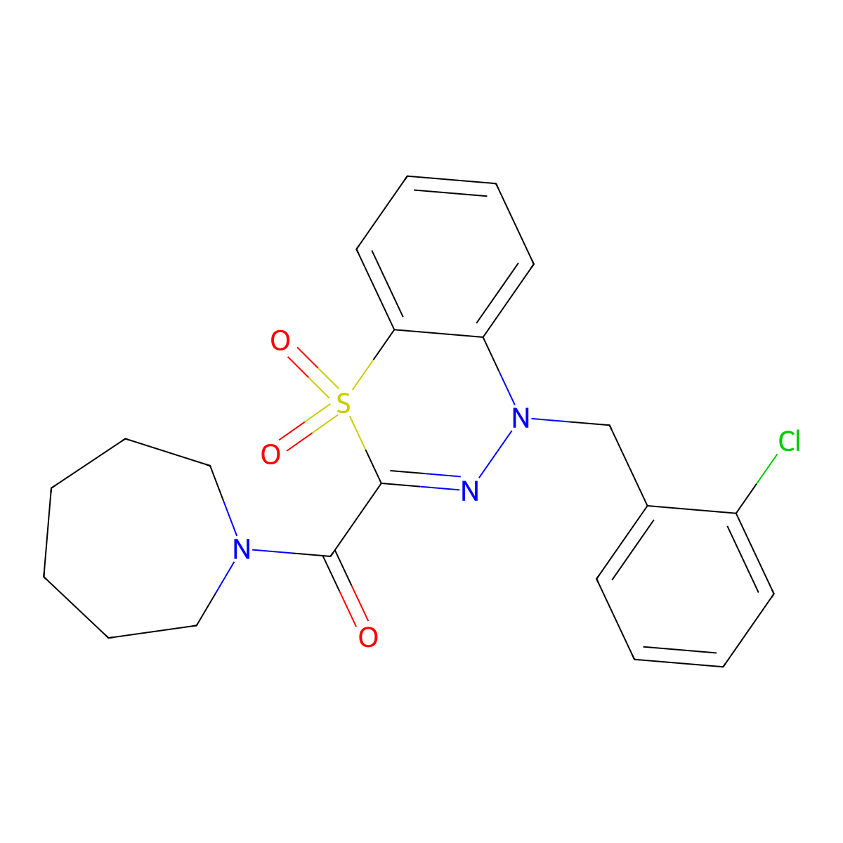 3-(1-azepanylcarbonyl)-1-(2-chlorobenzyl)-4lambda~6~,1,2-benzothiadiazine-4,4(1H)-dione molecular structure, CAS 1251634-62-4