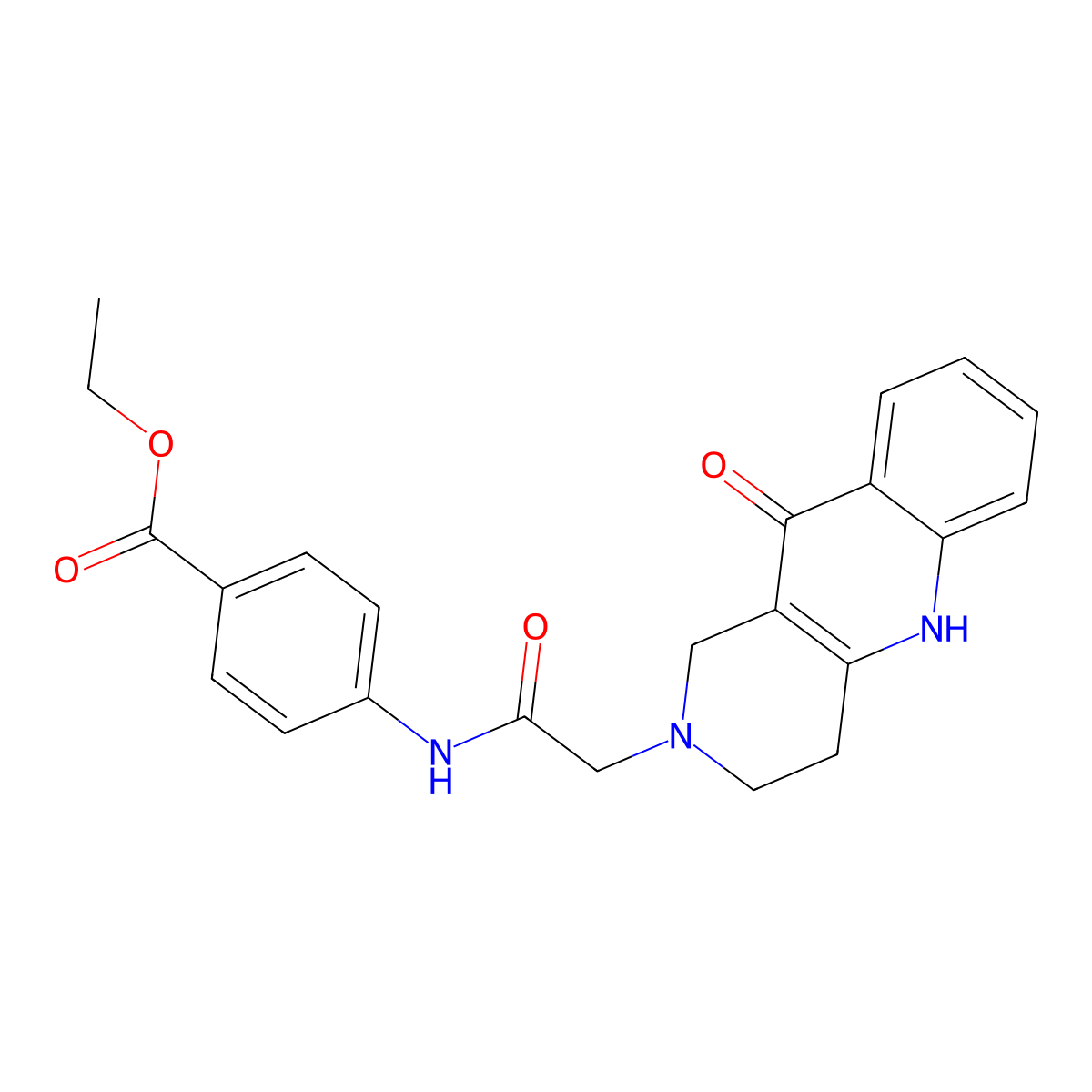 ethyl 4-(2-(10-oxo-3,4-dihydrobenzo[b][1,6]naphthyridin-2(1H,5H,10H)-yl)acetamido)benzoate molecular structure, CAS 1251634-66-8
