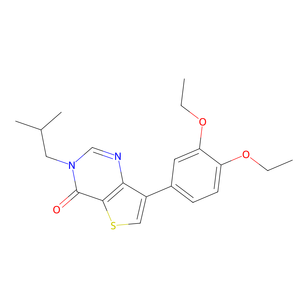 7-(3,4-diethoxyphenyl)-3-isobutylthieno[3,2-d]pyrimidin-4(3H)-one molecular structure, CAS 1251634-68-0