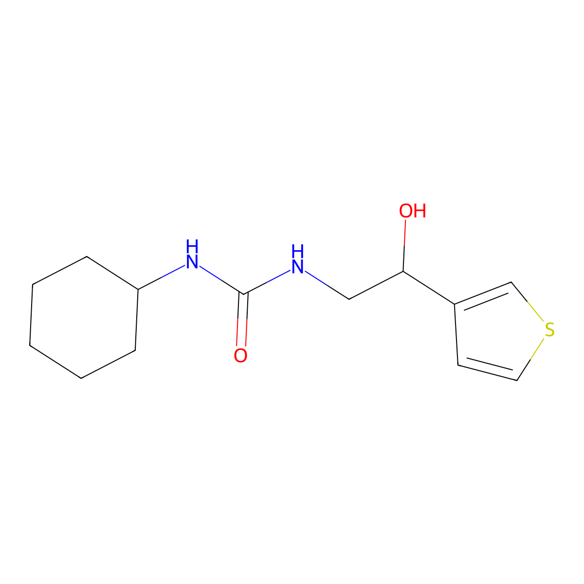 1-Cyclohexyl-3-[2-hydroxy-2-(thiophen-3-yl)ethyl]urea molecular structure, CAS 1251634-72-6