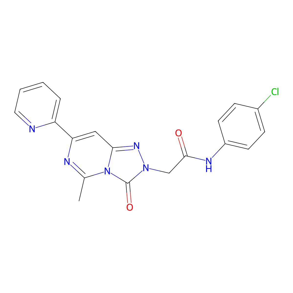 N-(4-chlorophenyl)-2-[5-methyl-3-oxo-7-(pyridin-2-yl)-2H,3H-[1,2,4]triazolo[4,3-c]pyrimidin-2-yl]acetamide molecular structure, CAS 1251634-76-0