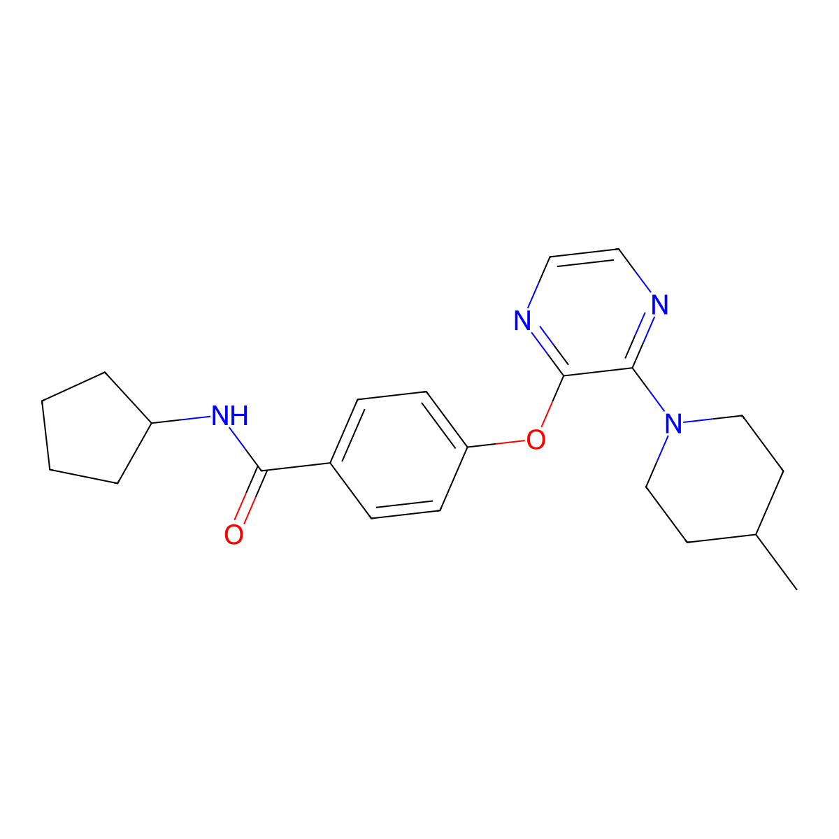 N-cyclopentyl-4-{[3-(4-methylpiperidin-1-yl)pyrazin-2-yl]oxy}benzamide molecular structure, CAS 1251634-82-8