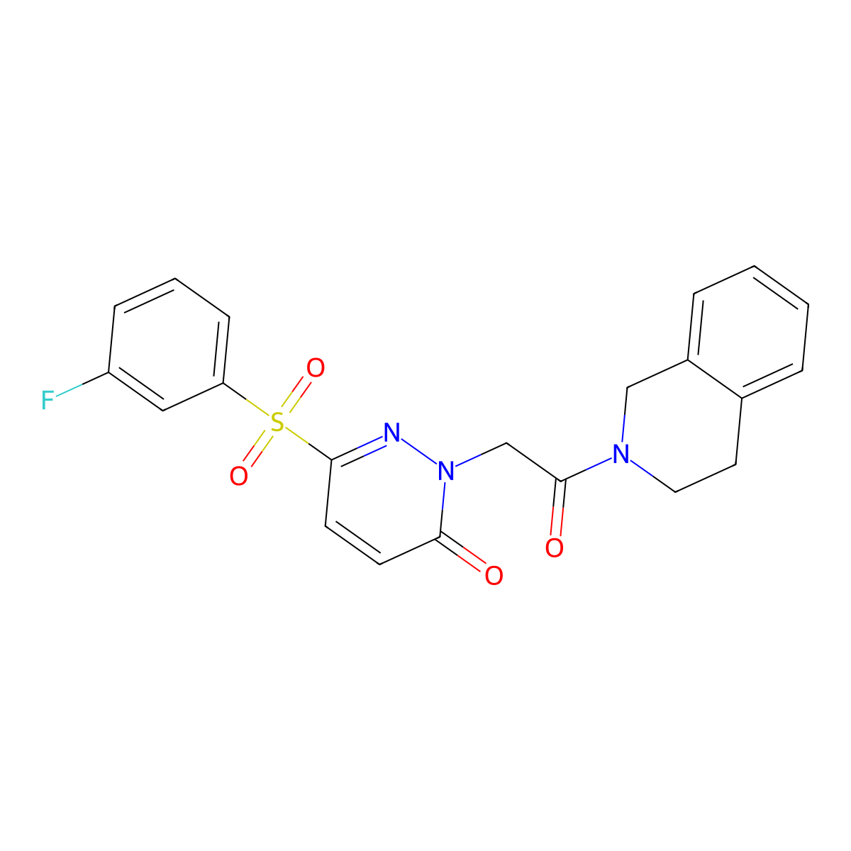 2-(2-(3,4-dihydroisoquinolin-2(1H)-yl)-2-oxoethyl)-6-((3-fluorophenyl)sulfonyl)pyridazin-3(2H)-one molecular structure, CAS 1251634-83-9