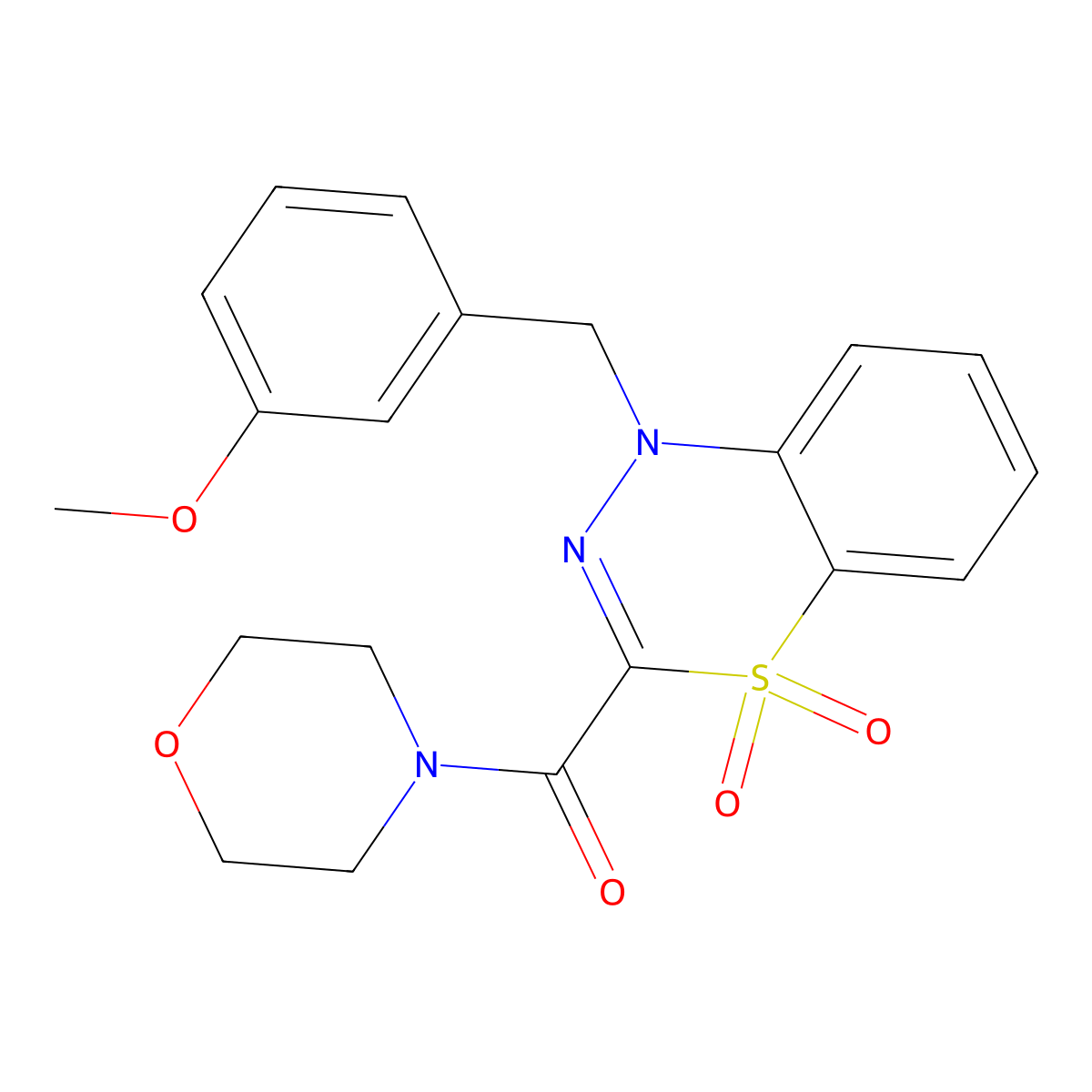 (1-(3-methoxybenzyl)-4,4-dioxido-1H-benzo[e][1,3,4]thiadiazin-3-yl)(morpholino)methanone molecular structure, CAS 1251634-90-8