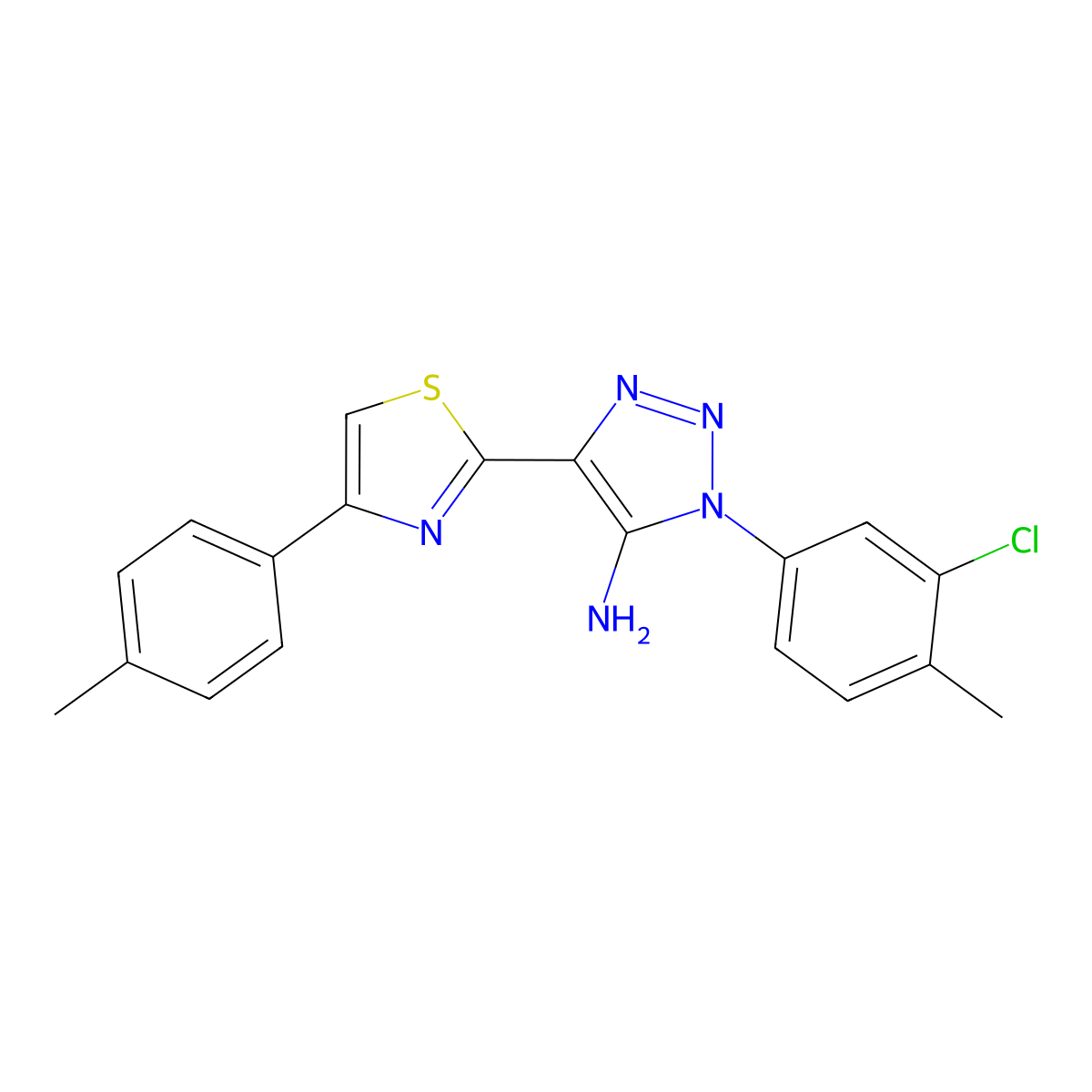 1-(3-chloro-4-methylphenyl)-4-[4-(4-methylphenyl)-1,3-thiazol-2-yl]-1H-1,2,3-triazol-5-amine molecular structure, CAS 1251634-93-1