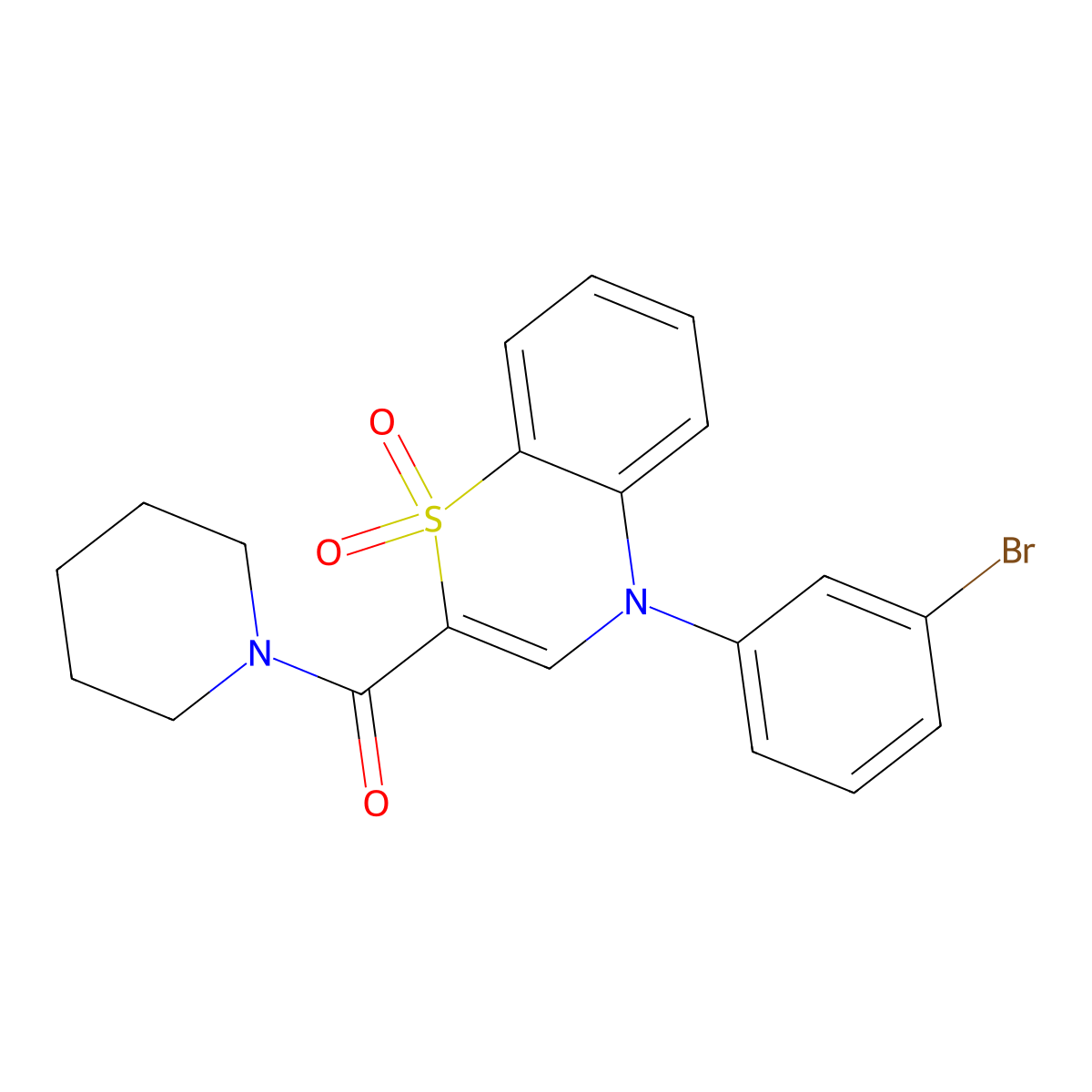 [4-(3-bromophenyl)-1,1-dioxido-4H-1,4-benzothiazin-2-yl](piperidin-1-yl)methanone molecular structure, CAS 1251634-96-4